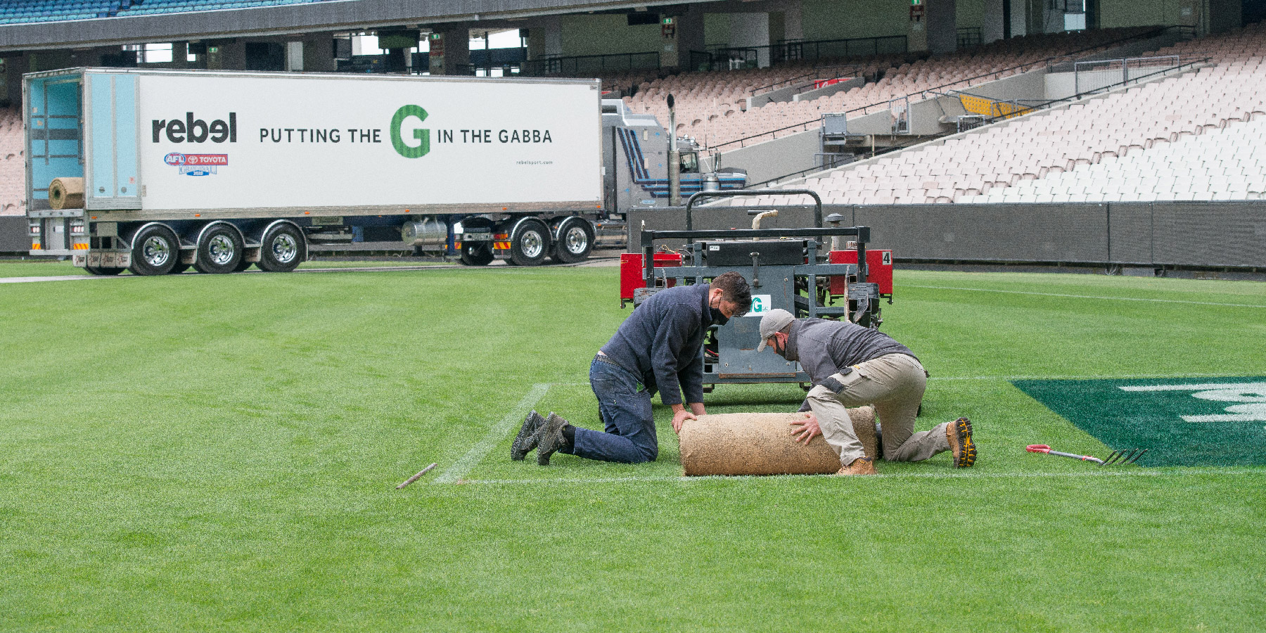 Turf being lifted from the MCG
