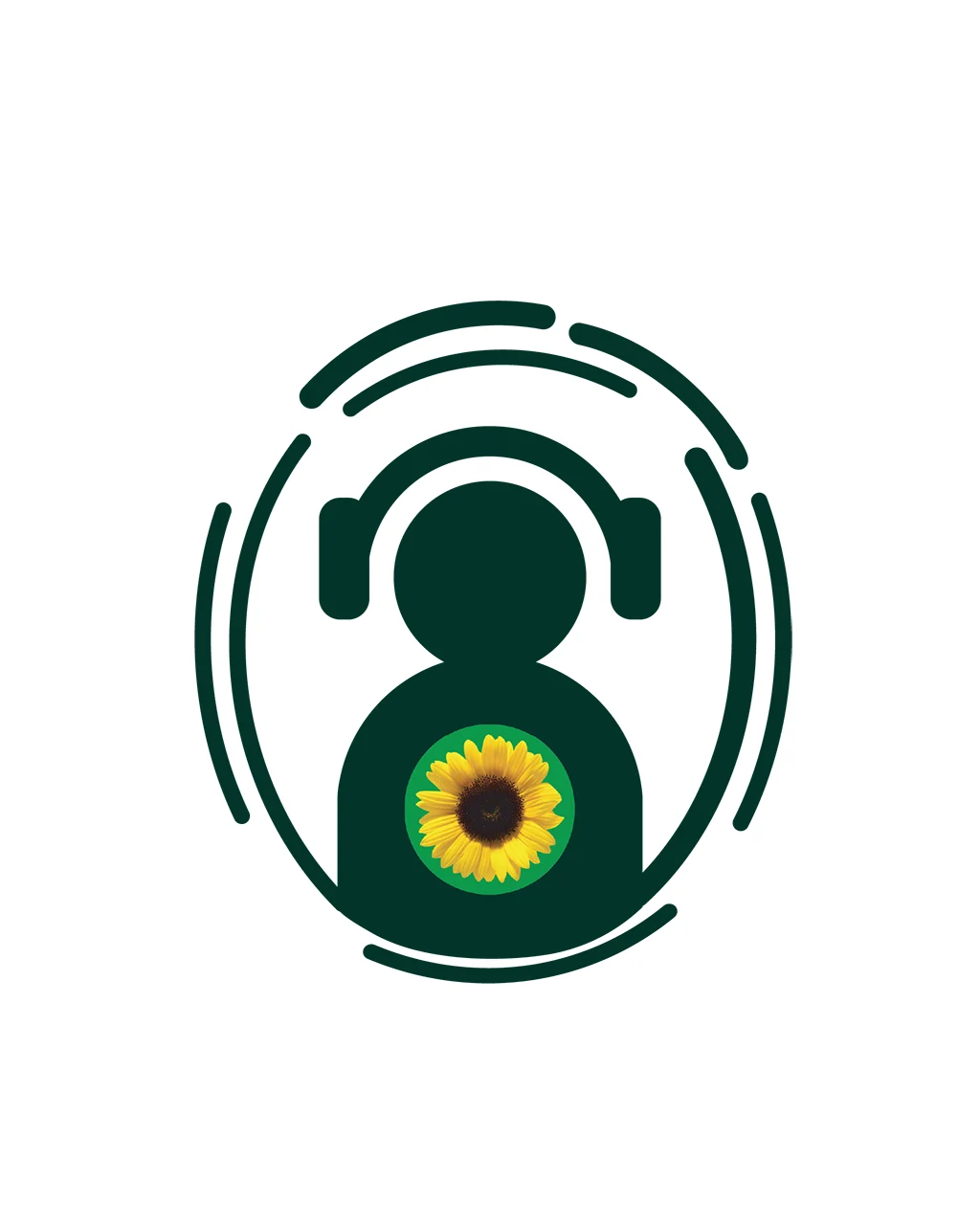 Logo combining the MCG, person wearing headphones and a Hidden Disabilities sunflower