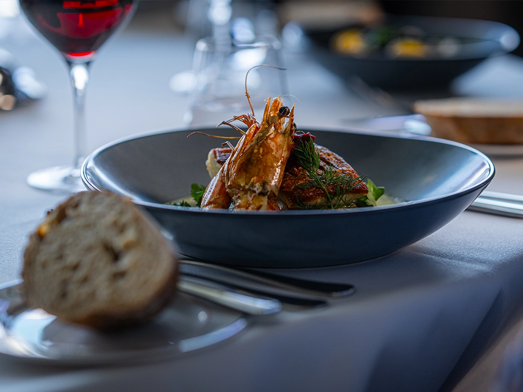 A prawn dish served in the Committee Room by Grossi A prawn dish served in the Committee Room by Grossi
