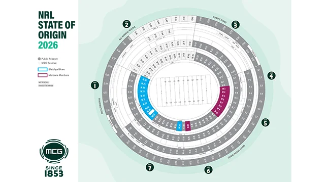 Colour coded MCG arena for rugby league