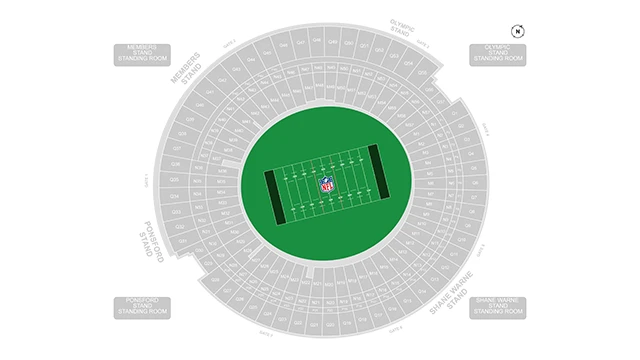 MCG seating map with NFL rectangular football field