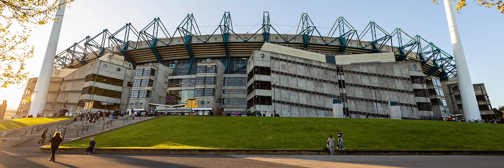 An external view of the Punt Road end of the MCG An external view of the Punt Road end of the MCG