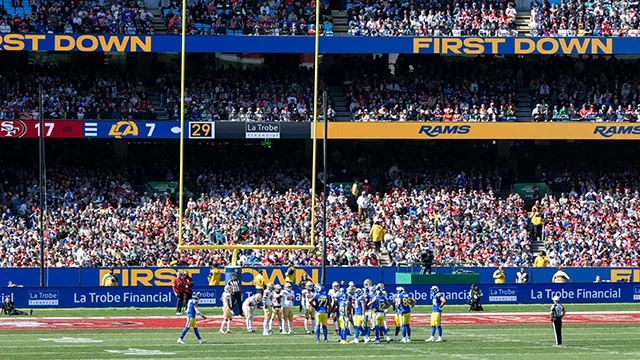NFL San Francisco 49ers and LA Rams play at a packed MCG
