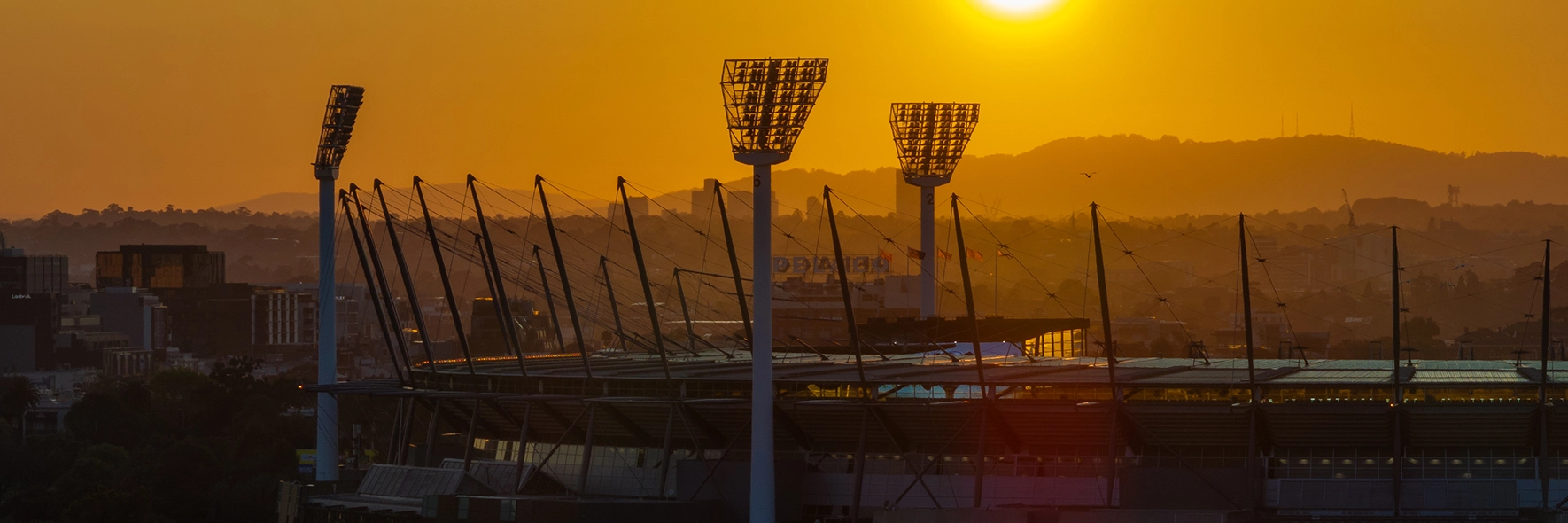 An aerial photo of the MCG during sunrise An aerial photo of the MCG during sunrise