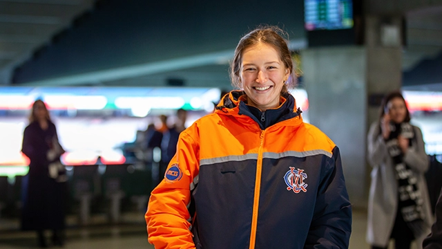 An MCG staff member working in the Members' Reserve during a match An MCG staff member working in the Members' Reserve during a match