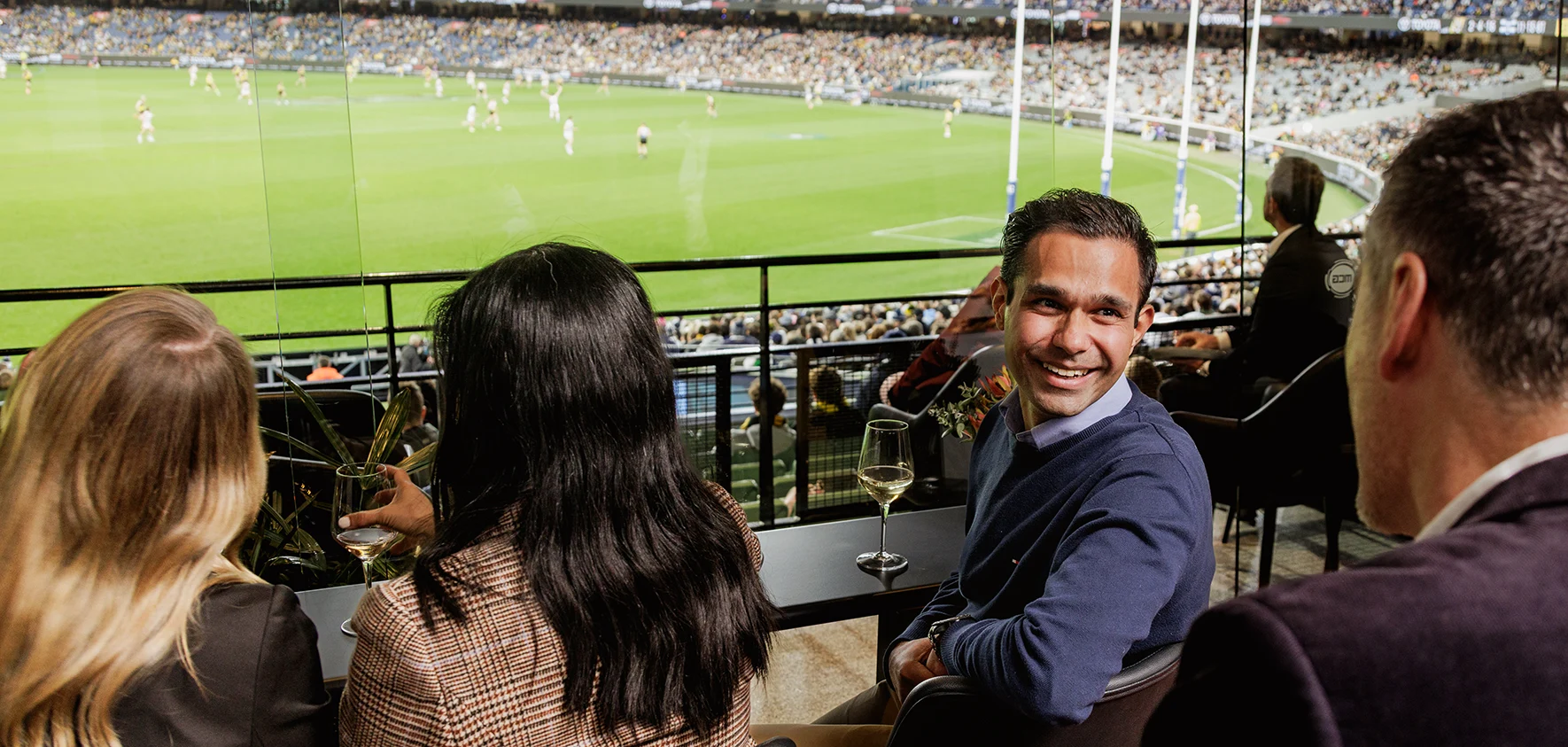 Private viewing deck at an MCG AFL match