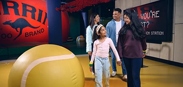 Family explores the sports museum