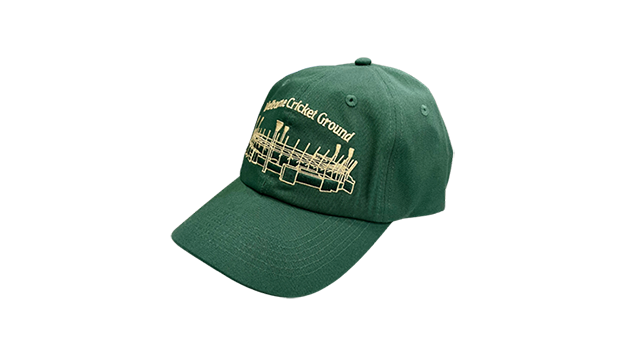 Heritage green cap with gold Melbourne Cricket Ground embroidery